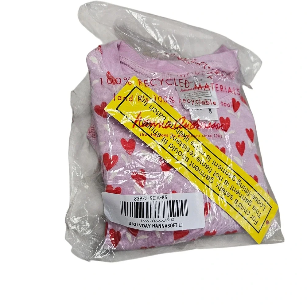 Hanna Andersson Pajamas Toddler 2T Pink Heart Tencel Modal Sleepwear HannaSoft‎
